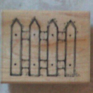 $4 D.O.T.S. Rubber Stamp N 180 Fence Garden White Picket Wood Rubber Stamping